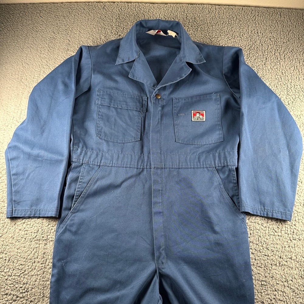 Vtg Ben Davis Coveralls Mens 40R Blue Workwear Painter One Piece Made In USA - Picture 2 of 15
